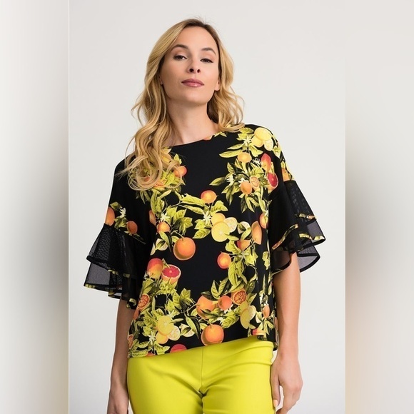 Joseph Ribkoff Black/Multi Top Blouse - Picture 3 of 16